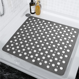 Purish | Kaymaz Banyo Paspası | Antrasit Gri | 54x54cm – Dikdörtgen Duş Matı, Küvet Paspası | Güçlü Vantuzlu, Su Tahliyeli, Yumuşak | Makinede Yıkanabilir | Kaydırmaz Zemin Matı