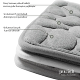 Hafızalı Köpük Banyo Paspası 60×40 cm – Kaydırmaz Tabanlı, Hızlı Kuruyan Mikrofiber, Taş Dokulu Gri Banyo Matı