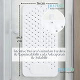 Purish | Kaymaz Banyo Paspası | Beyaz | 69,5x36cm – Dikdörtgen Duş Matı, Küvet Paspası | Güçlü Vantuzlu, Su Tahliyeli, Masaj, Fırçalı | Makinede Yıkanabilir | Kaydırmaz Zemin Matı (Copy)