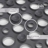 Purish | Kaymaz Banyo Paspası | Antrasit Gri | 54x54cm – Dikdörtgen Duş Matı, Küvet Paspası | Güçlü Vantuzlu, Su Tahliyeli, Yumuşak | Makinede Yıkanabilir | Kaydırmaz Zemin Matı