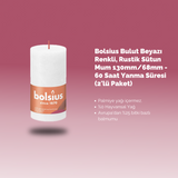 Rustik Blok Mum - Beyaz - 130mm/68mm - 60 Saat Yanma Süresi