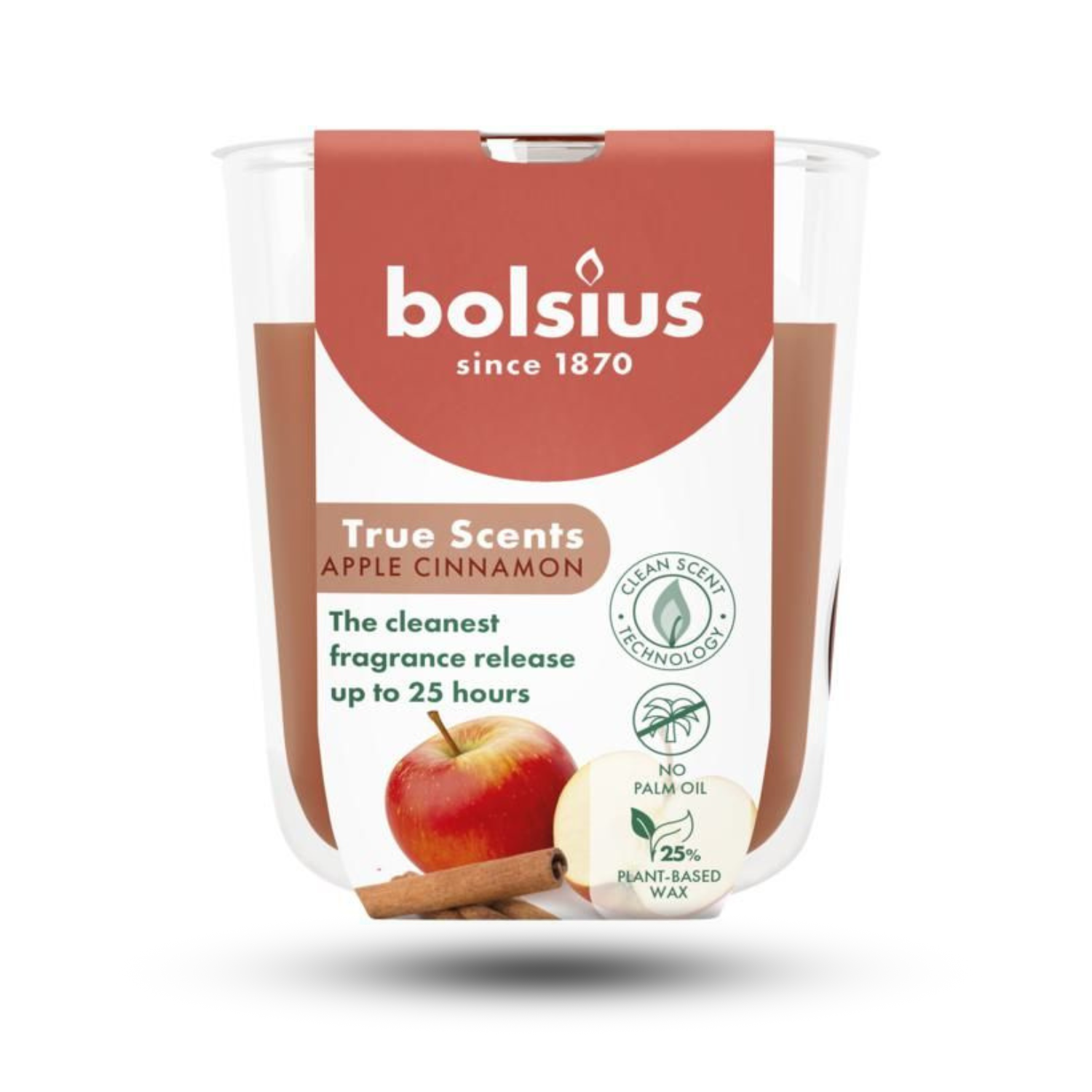 Bolsius Elma Tarçın Kokulu Bardakta Mum – 80/73 mm, 25 Saat Yanma Süresi - Herseyben.de