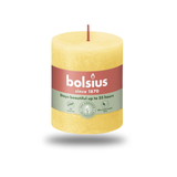 Bolsius Rustik Blok Sütun Mum - Silindir Şeklinde - Güneşli Sarı Renkli - 35 Saat Uzun Yanma Süresi - Ev Dekorasyonu - Kokusuz - Doğal Vegan Özler - 6,6 cm - 8 cm
