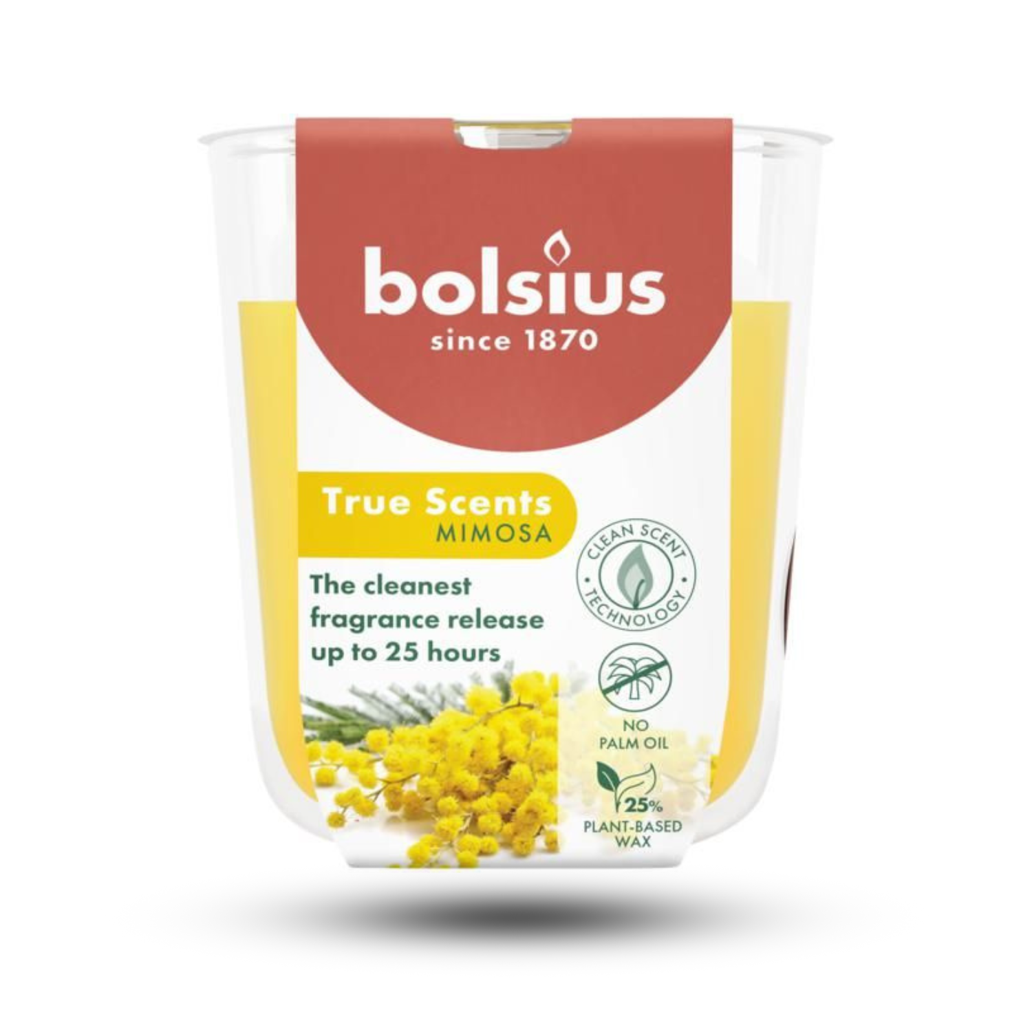 Bolsius Mimoza Kokulu Bardakta Mum – 80/73 mm, 25 Saat Yanma Süresi - Herseyben.de