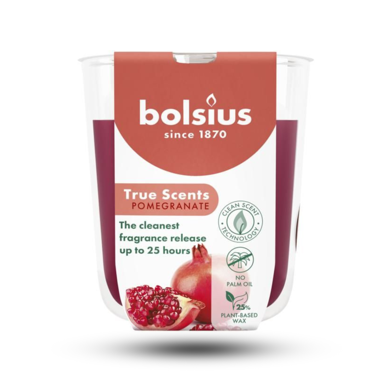 Bolsius Nar Kokulu Bardakta Mum – 80/73 mm, 25 Saat Yanma Süresi - Herseyben.de