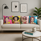 Pop Art Serisi 4’lü Dekoratif Kırlent Kılıfı Seti