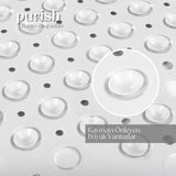 Banyo Paspası, Duş ve Banyo İçin Paspas, Vantuzlu Kaydırmaz, Su Drenajlı, Masaj Noktalı Beyaz Paspas 79x39 cm