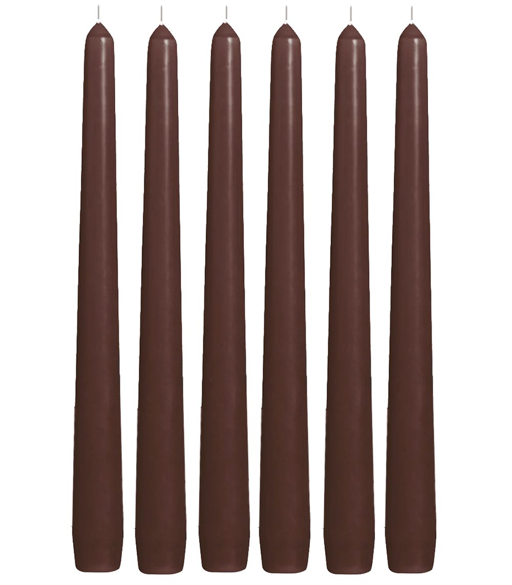 Kahverengi Konik Şamdan Yemek Mumu, 7,5 Saat Yanma Süreli, 24,5 cm Uzun Mum(6'li Paket) - Herseyben.deAmbiansbolsius