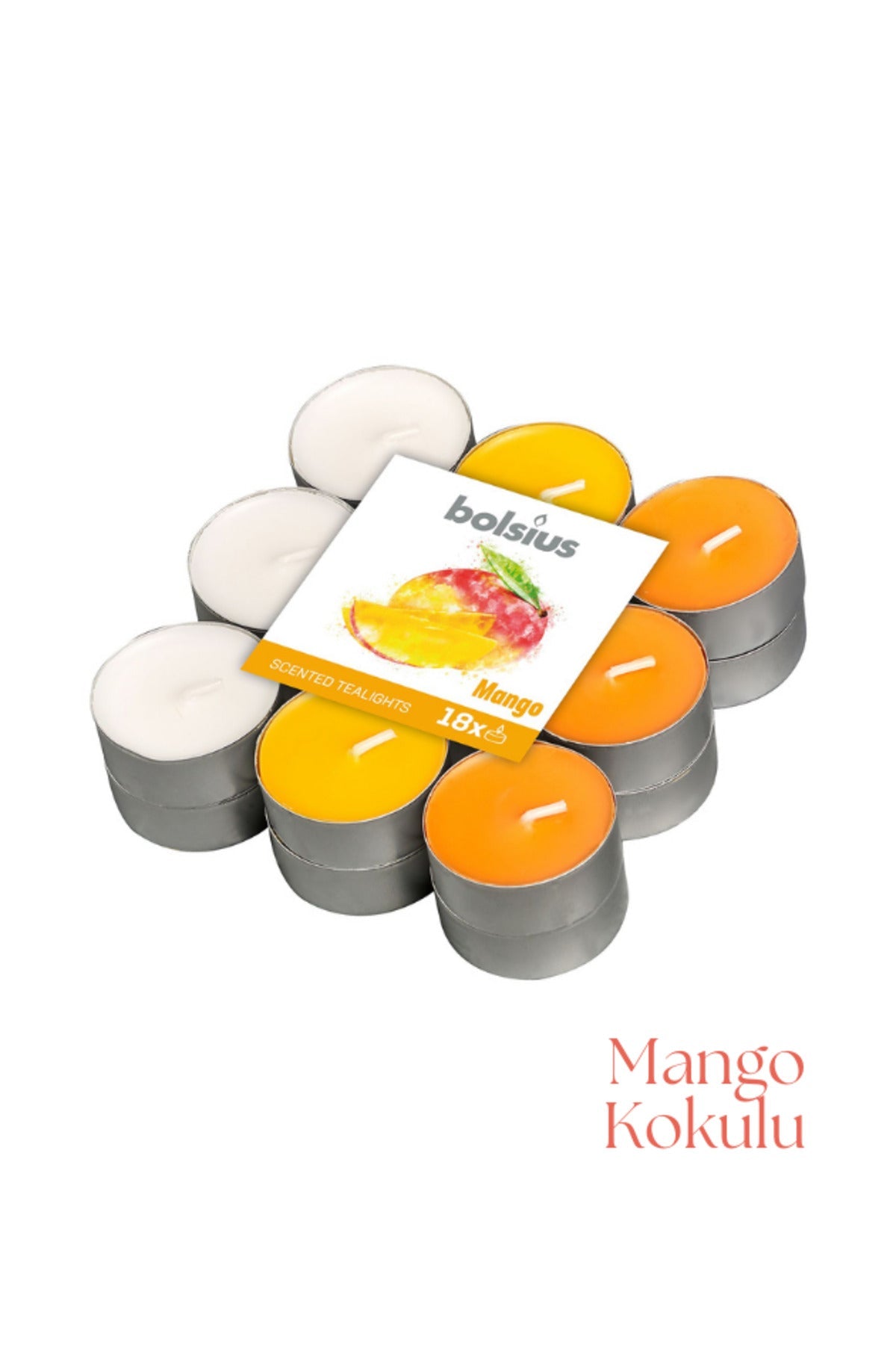 Mango Kokulu, Karışık Renkli 4 Saat Yanma Süreli Tea light Mum (18'li Paket) - Herseyben.deAmbiansbolsius