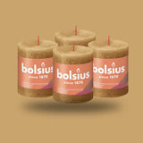 Rustik Blok Mum - Baharatlı Kahverengi - 80mm/66mm - 35 Saat Yanma Süresi (4'lü Paket ) - Herseyben.deAmbiansBlok Mumlar