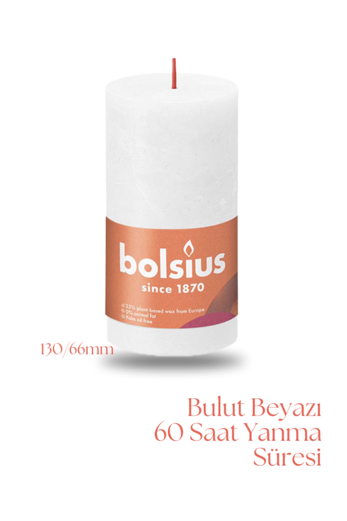 Rustik Blok Mum - Beyaz - 130mm/68mm - 60 Saat Yanma Süresi (2'li Paket) - Herseyben.deAmbiansbeyaz