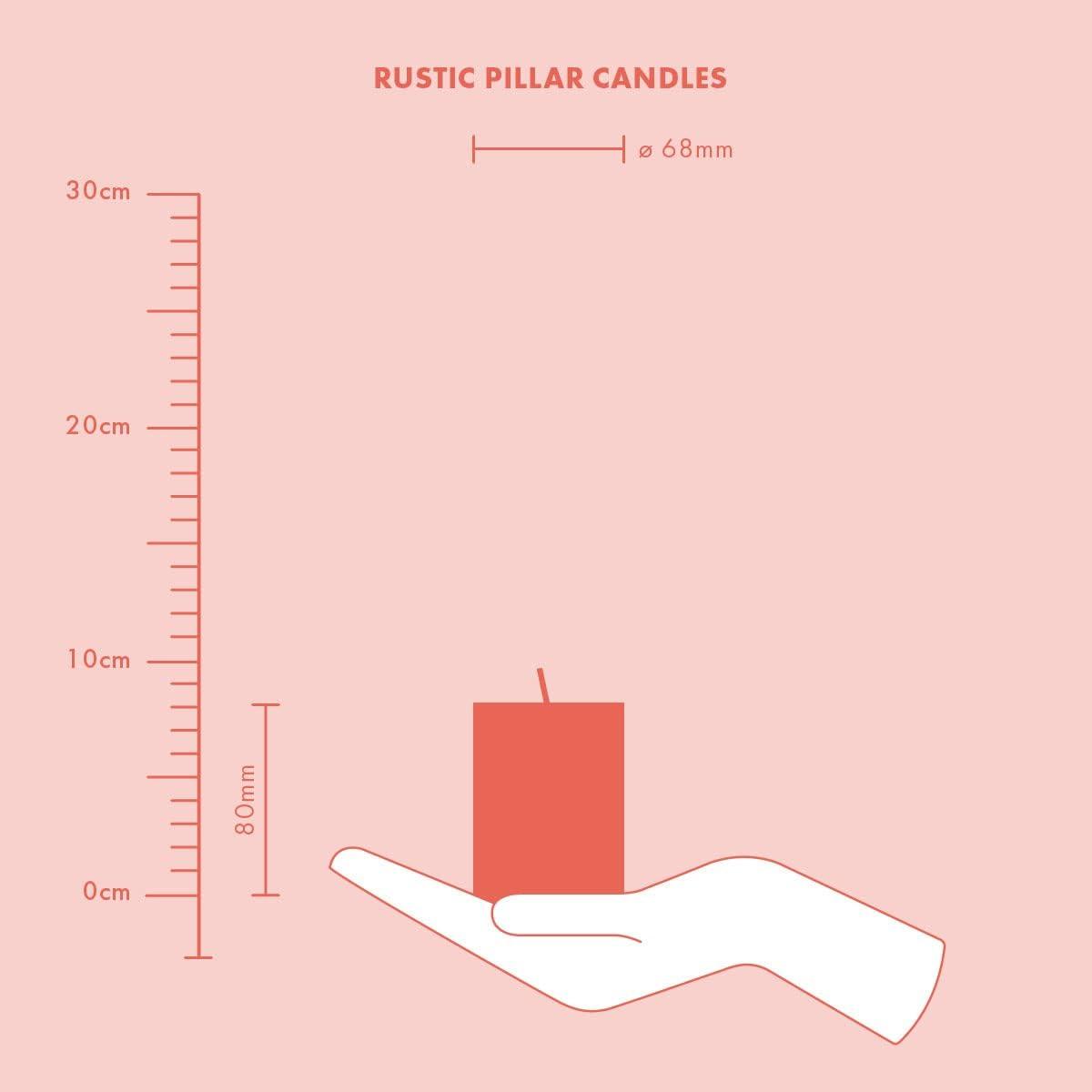 Rustik Blok Mum - Canlı Kadife - 80mm/66mm - 35 Saat Yanma Süresi (4'lü Paket ) - Herseyben.deAmbiansBlok Mumlar