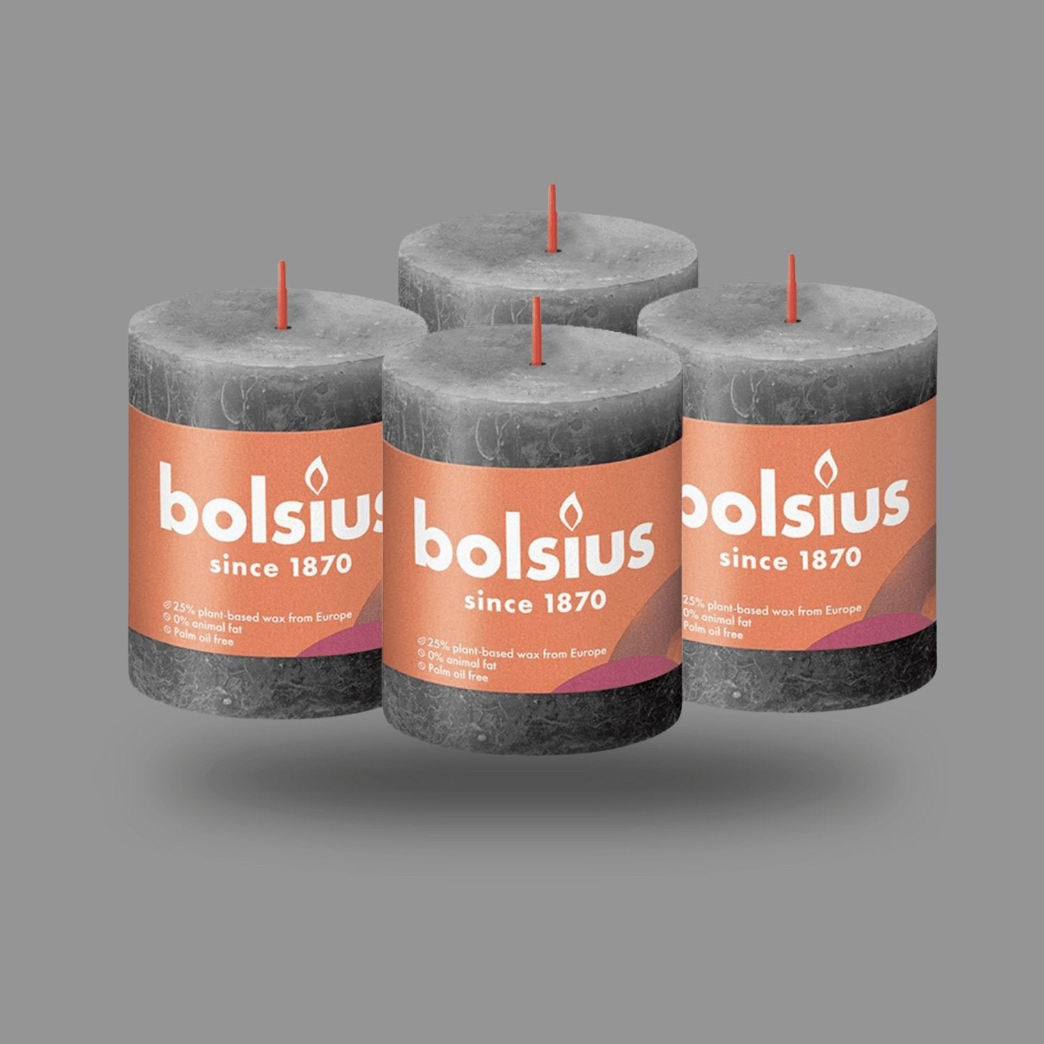 Rustik Blok Mum - Fırtınalı Gri - 80mm/66mm - 35 Saat Yanma Süresi (4'lü Paket ) - Herseyben.deAmbiansBlok Mumlar
