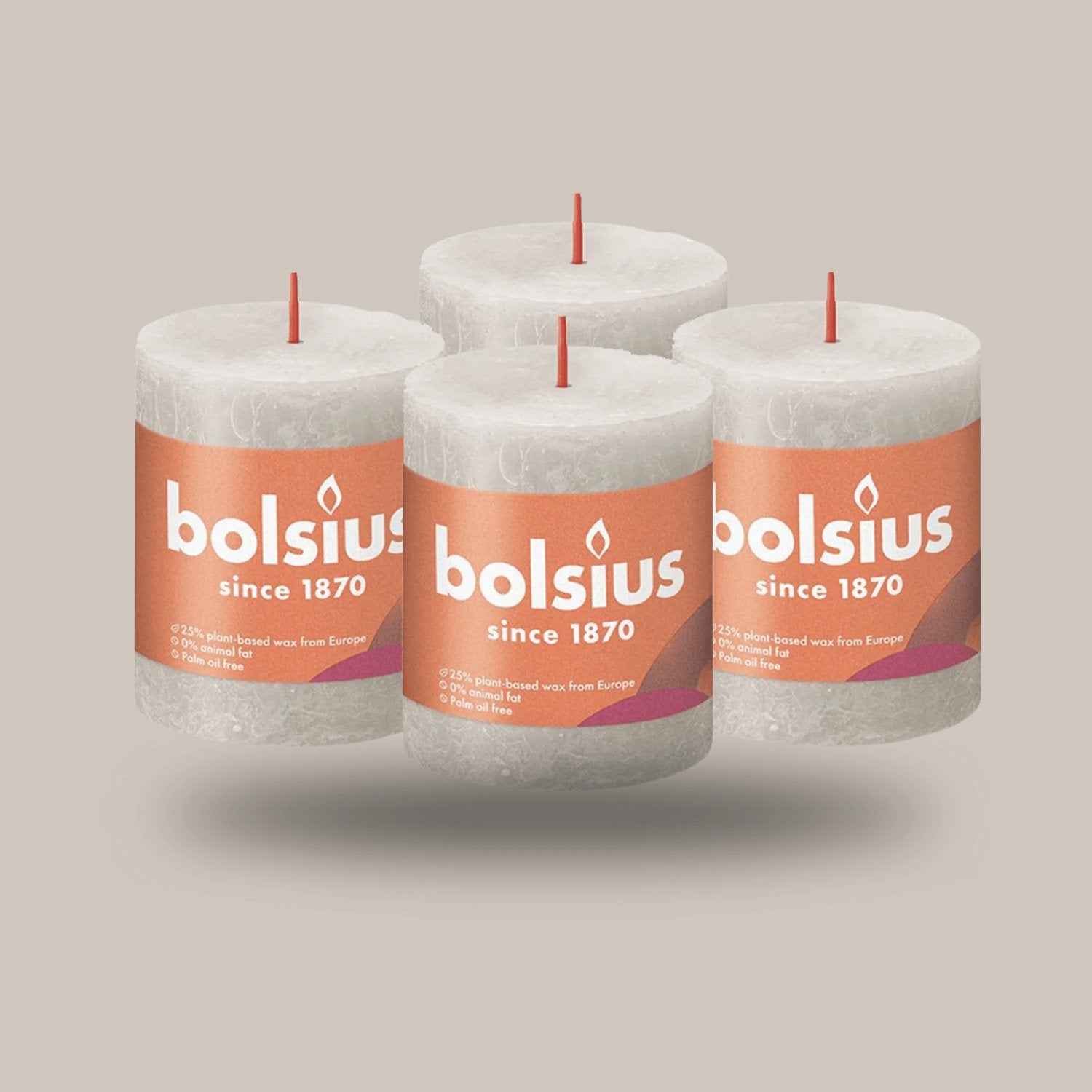 Rustik Blok Mum - Kumlu Gri - 80mm/66mm - 35 Saat Yanma Süresi (4'lü Paket ) - Herseyben.deAmbiansBlok Mumlar