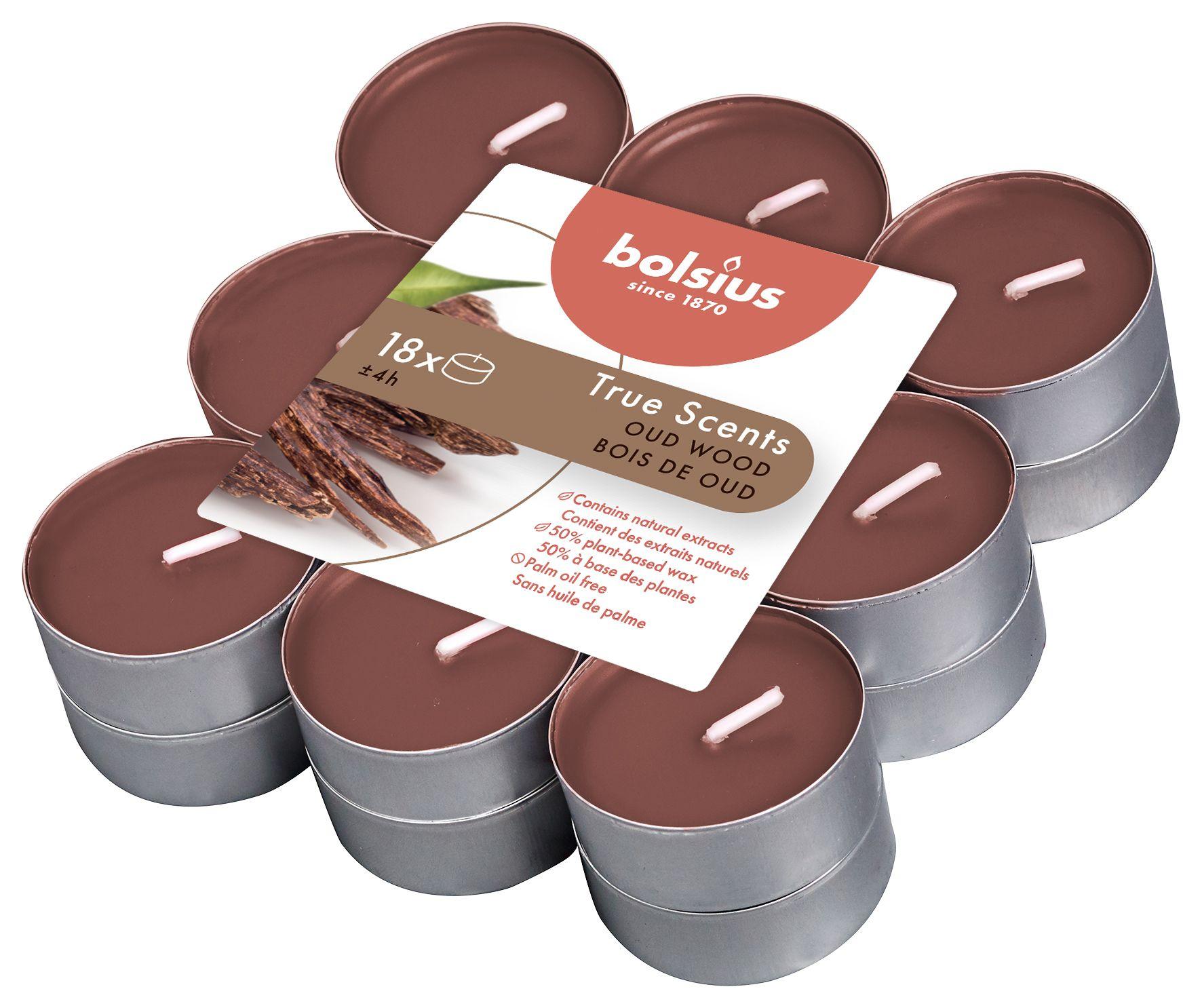 Ud Ağacı Kokulu, Kahverengi 4 Saat Yanma Süreli Tealight Mum (18'li Paket) - Herseyben.de