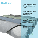 Beyaz Üzerine Gri Desenli Su Emici, Kaydırmaz Tabanlı, Yıkanabilir Diatom Banyo ve Abdest Paspası - Herseyben.de