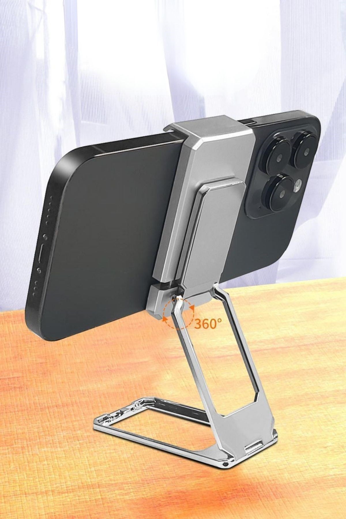 360 derece Dönen Tüm Telefon Tipleri İle Uyumlu Metal Telefon Standı Braket