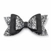 Glitter Detaylı Fiyonk Saç Tokası 9x5 Cm Gri
