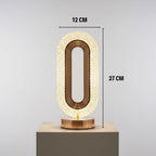 Oval Şeklinde Kristal LED Masa Lambası – Dokunmatik, 3 Renk Işık Modlu, Şarjlı Dekoratif Gece Lambası