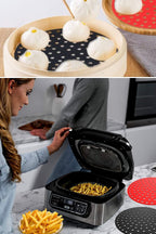 Renkli Isıya Dayanıklı Yıkanılabilir Silikon Fırın Ve Airfryer Yuvarlak Pişirme Matı 20 Cm
