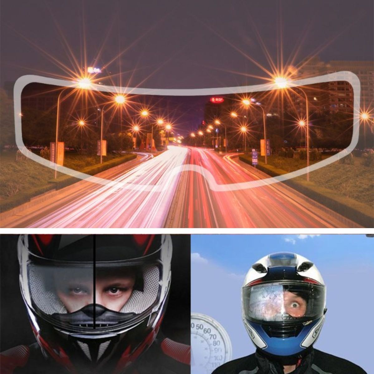 BUFFER Buğu Önleyici Motosiklet Kaskı Vizörü Su Geçirmez Dayanıklı Çizik Koruma Lens Filmi