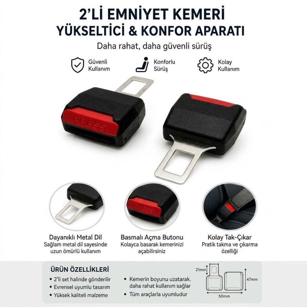 2'li Emniyet Kemeri Yükseltici ve Konfor Aparatı