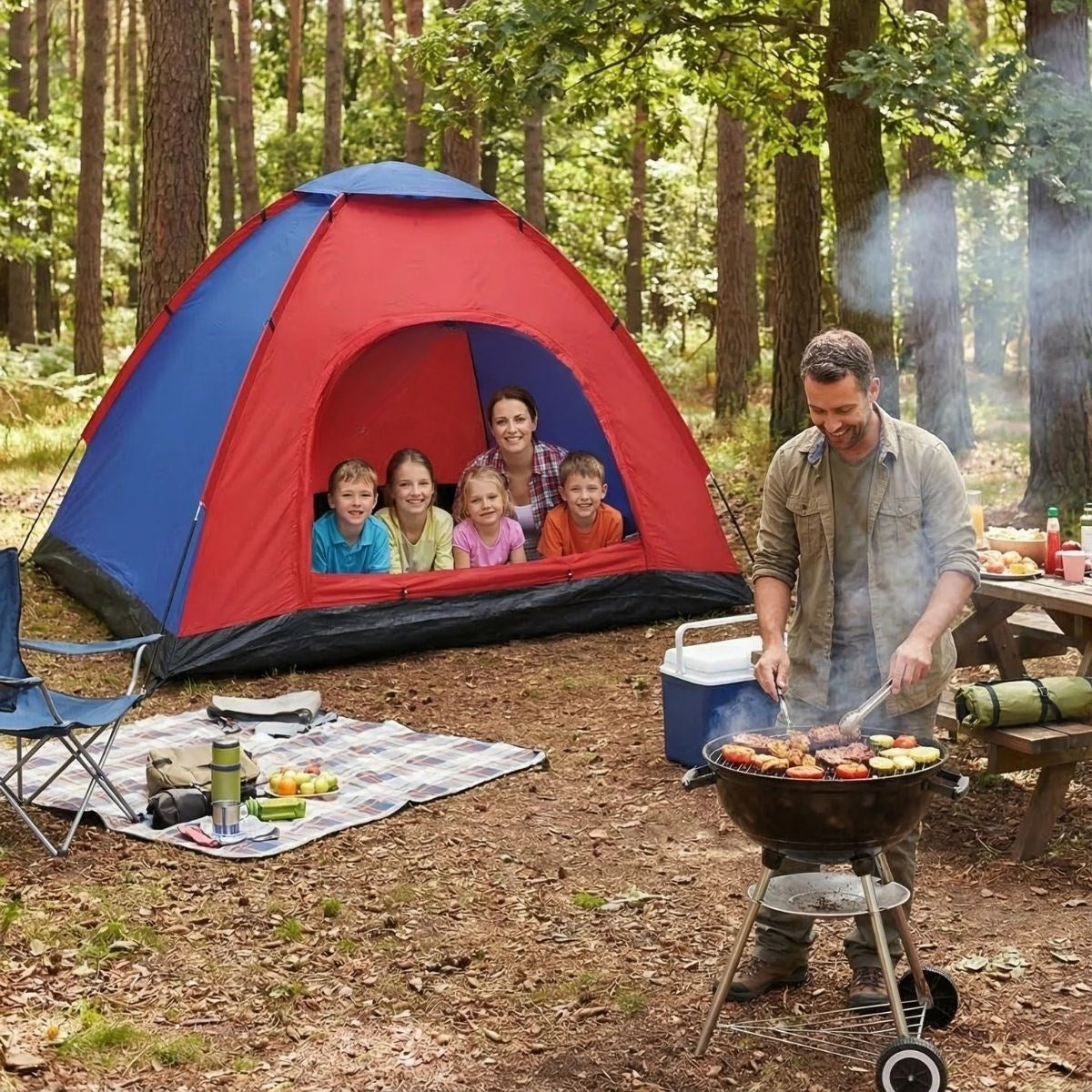 BUFFER 6 Kişilik Manuel Kurulum Kamp Çadırı – Aile, Doğa, Piknik ve Outdoor Kamp Çadırı 220x250x150 cm
