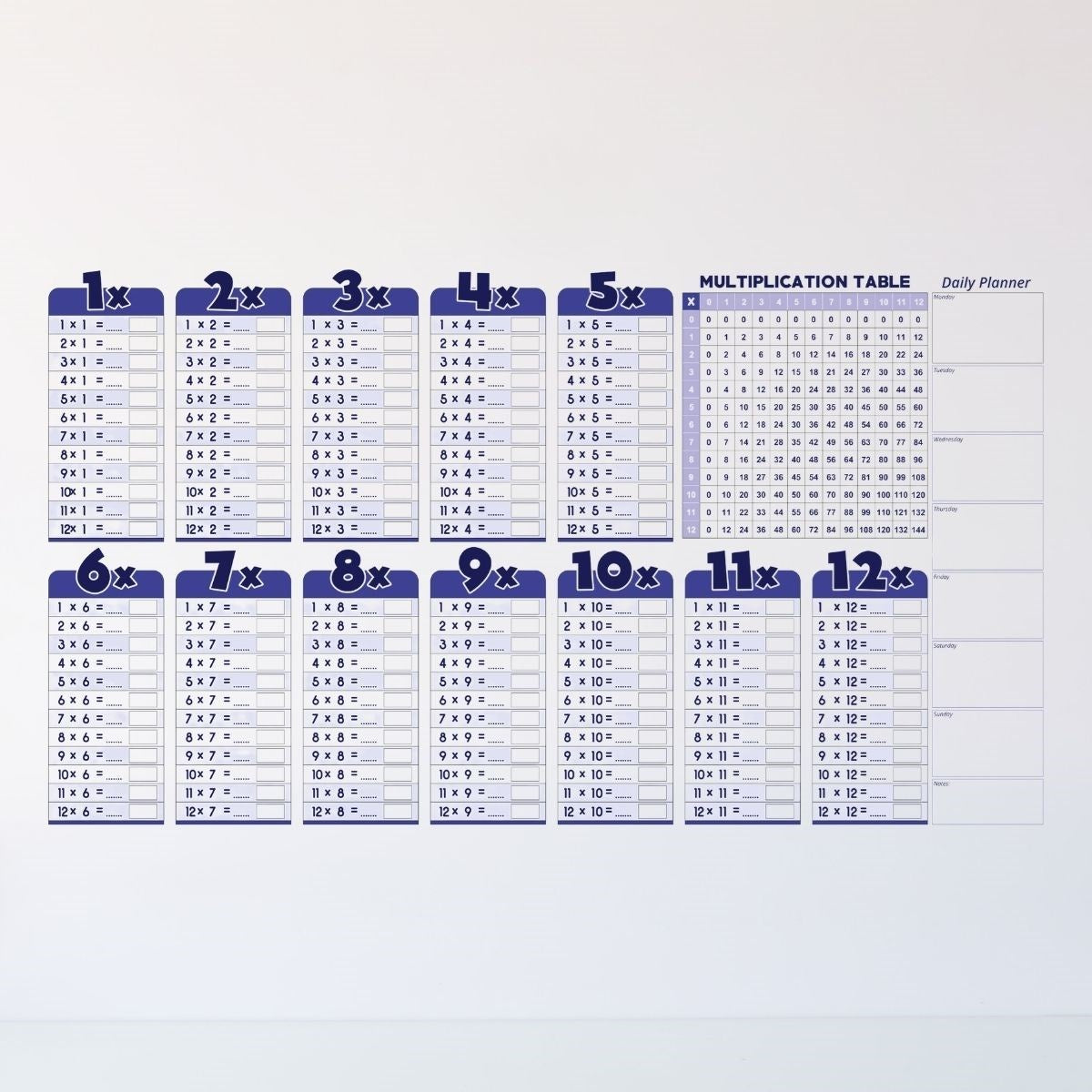 BUFFER Statik Akıllı Kağıt Ingilizce Çarpım Tablosu 100x56 Cm
