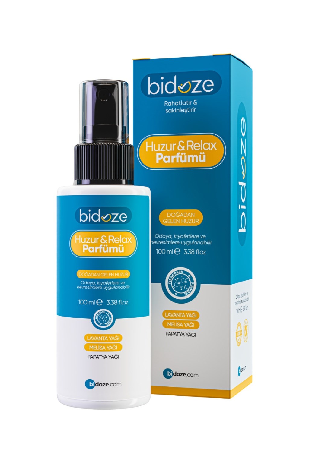 Bidoze Huzur & Relax Parfümü 100 Ml. | Sakinleştirici Uyku ve Yastık Spreyi