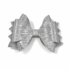 Glitter Detaylı Fiyonk Saç Tokası 9x7 Cm Gümüş Gri