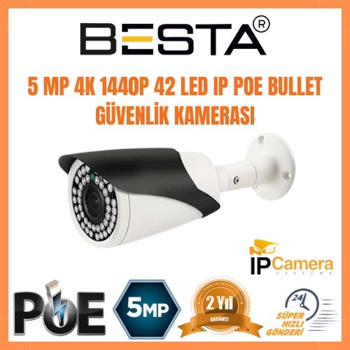 5 MP 1440P 8 Kameralı IP POE Güvenlik Seti