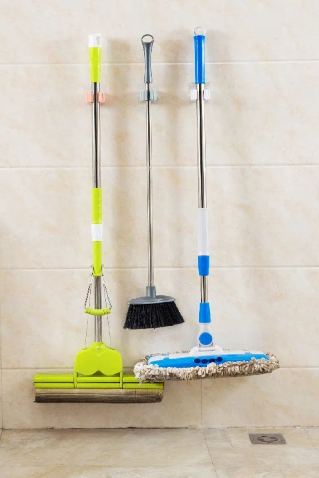 Tekli Duvara Yapışkanlı Mop Tutucu Aparat Sopa Askısı