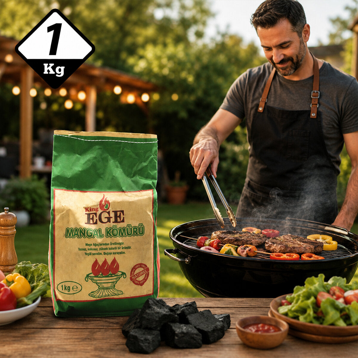 1 kg Mangal Kömürü - Çıra Hediyeli - Meşe Kömürü — görsel 2