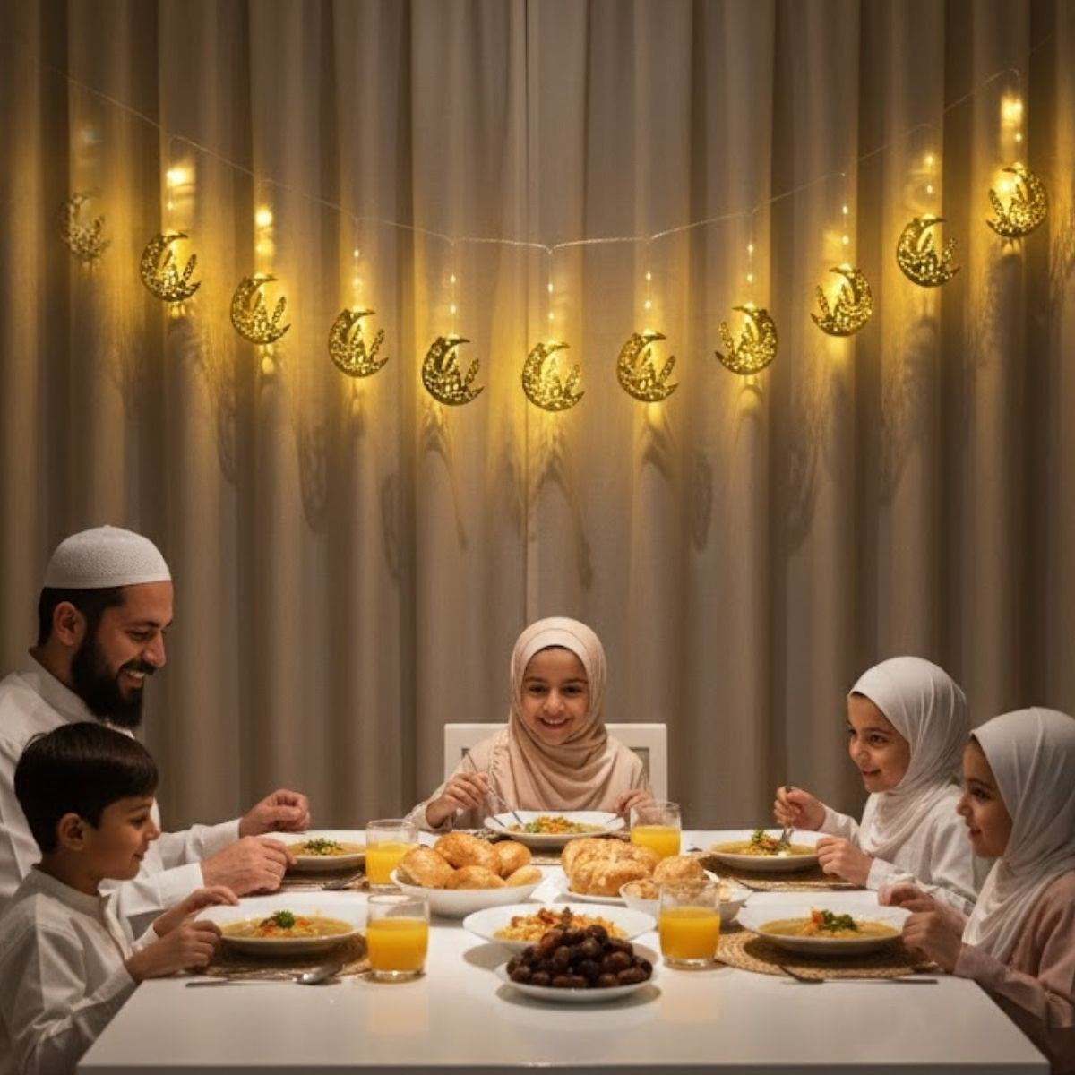 10 Adet Sarkıtlı Ramazan Hilal Üstü Cami Temalı LED Işık – Pilli 2 Metre Ramazan Süsü, İslami Dekorasyon, Ev ve Mekanlar İçin Dekoratif Ortam
