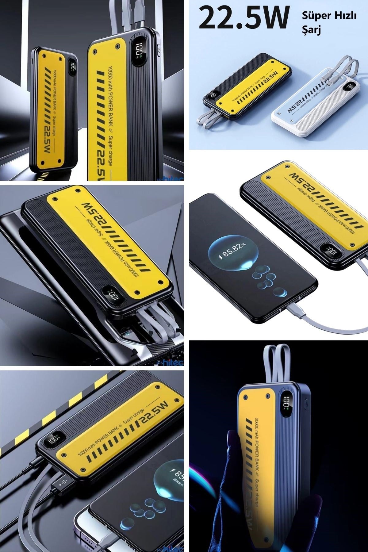 10000 mAh Hızlı Şarj Özellikli Aynı Anda 4 Cihazı Şarj Edebilen Powerbank