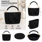 Selene Pearl Antik Dönem 3d Tasarım Omuz Çantası Siyah