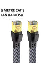Cat 8 LAN Kablosu –Ethernet Kablosu Örgü Kaplama, Yüksek Hızlı  (5 METRE)