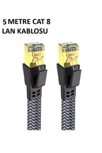 Cat 8 LAN Kablosu –Ethernet Kablosu Örgü Kaplama, Yüksek Hızlı  (5 METRE)