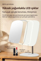 Dokunmatik led ışıklı makyaj aynası dikdörtgen 3 renk ışık LED MASA AYNASI