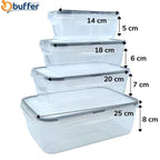 BUFFER 4lü İç İçe Sızdırmaz Contalı Kilitli Kapaklı Plastik Erzak Saklama Kapları LC315