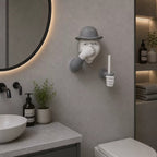 3d İnsan Figürlü Tuvalet Kağıdı Askılığı – Eğlenceli Banyo Dekoru Gri