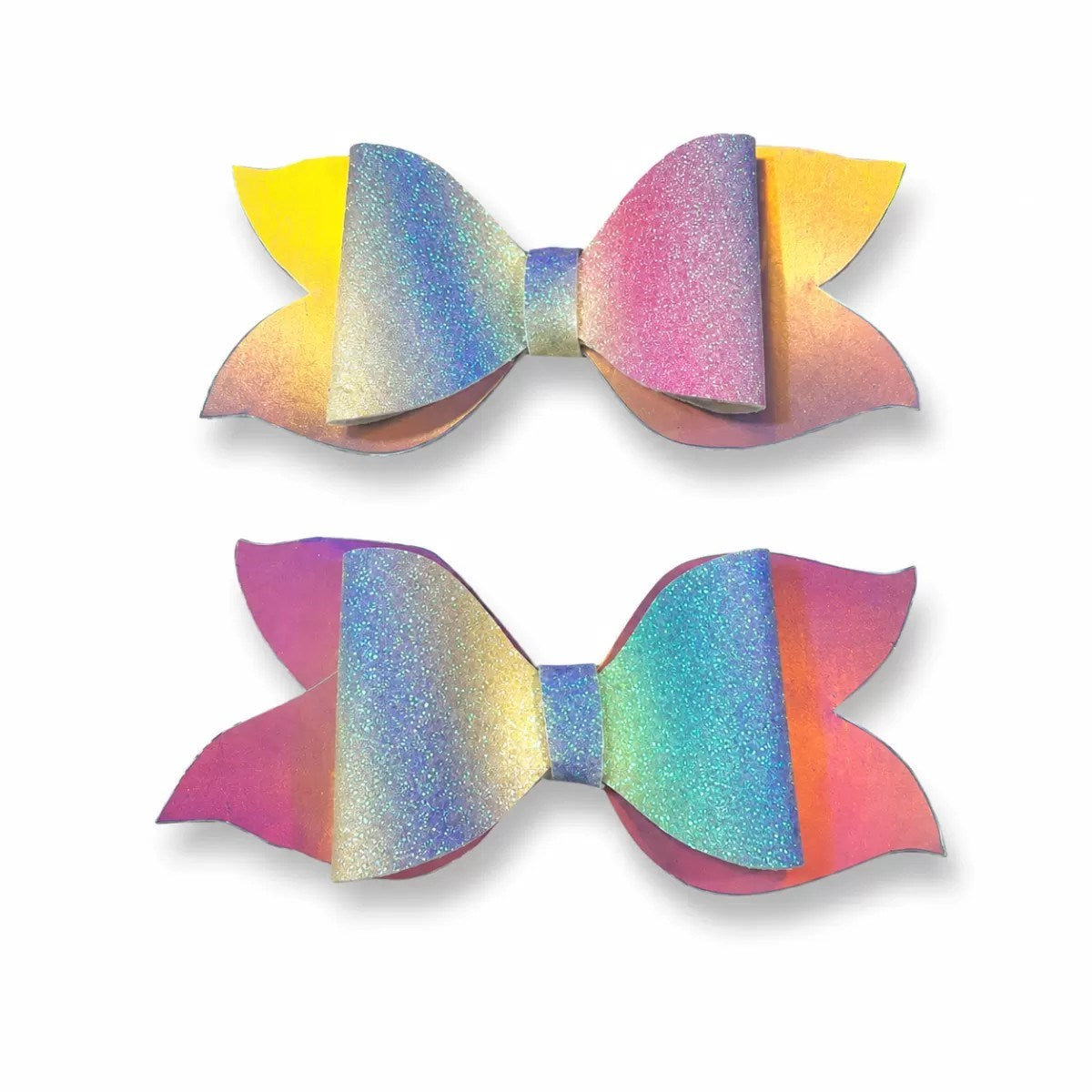 Glitter Detaylı Fiyonk Saç Tokası 2'li Set 6x3 Cm Renkli Simli