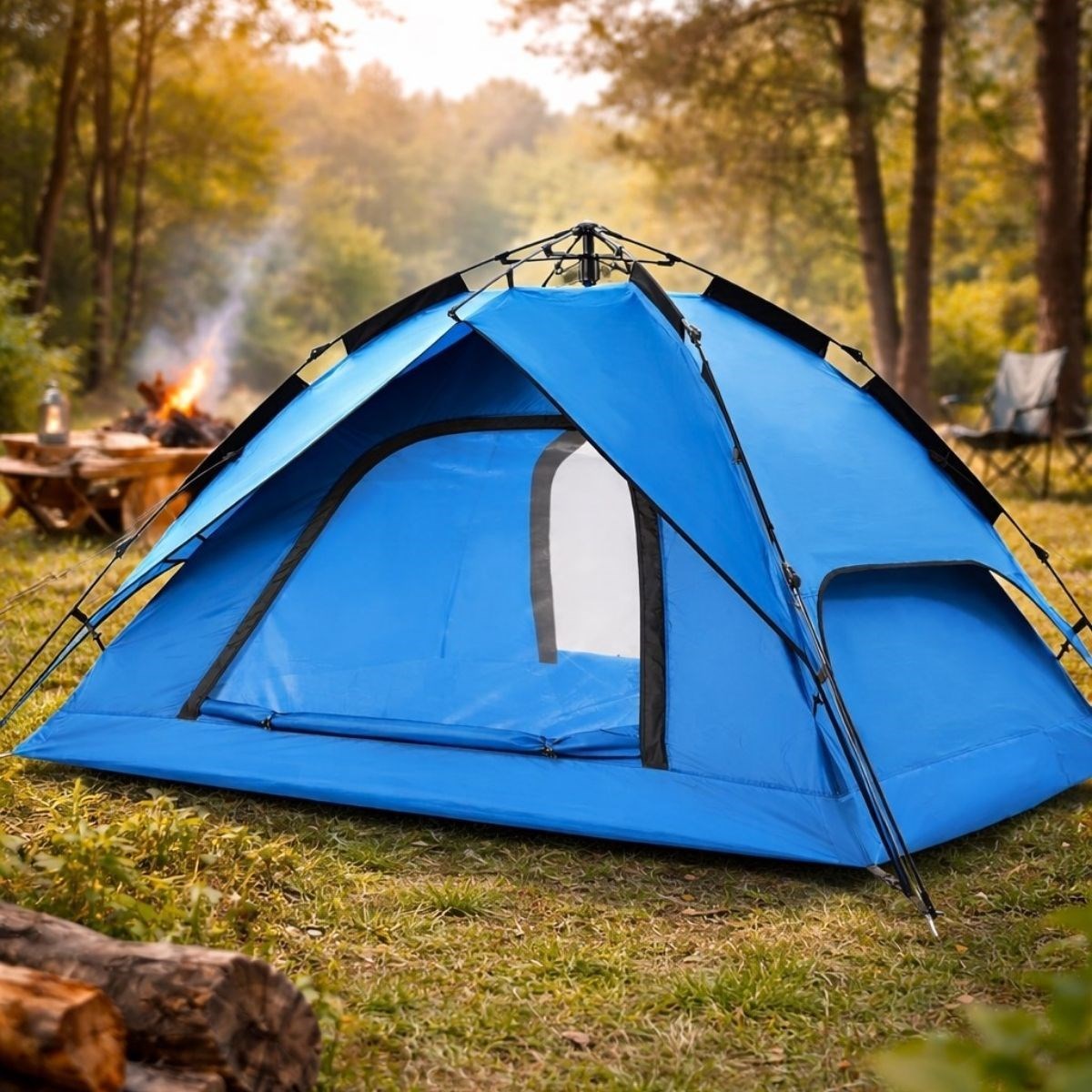 BUFFER 4 Kişilik Otomatik Kamp Çadırı – Çift Katmanlı, Suya Dayanıklı, Hızlı Kurulum Outdoor Aile ve Doğa Çadırı 200x200x140 cm