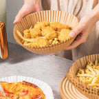 50 Adet 20 cm Air Fryer Pişirme Kağıdı Tek Kullanımlık Yağ Geçirmez Yuvarlak Tabak Model PVC