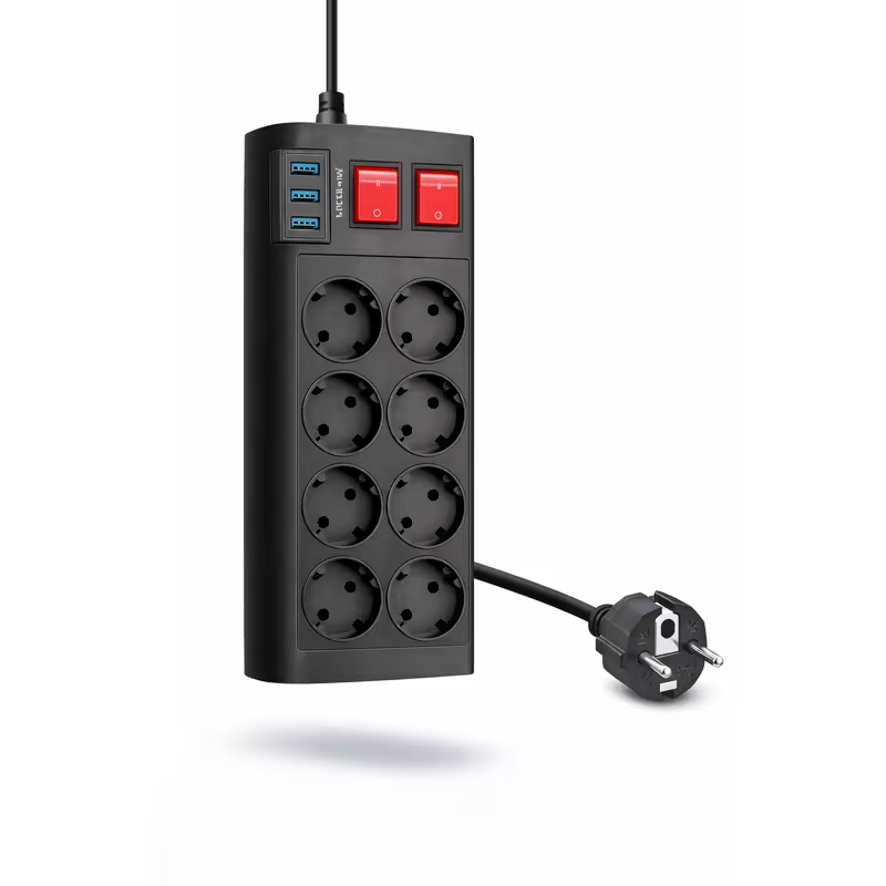 8’li Çoklu Priz + USB & USB-C + 2 Metre Güç Kablosu | Güç Dağıtıcı Elektrik Uzatma Kablosu – Ev / Ofis / Masaüstü
