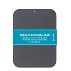 Purish | Bulaşık Kurutma Matı –TPE – 31x39,5 cm, Kaymaz, Su Drenaj Kanallı, Katlanabilir ve Kolay Temizlenebilir (Antrasit Gri)
