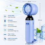 Taşınabilir Mini El Fanı – 12000 RPM Dijital Ekranlı Şarjlı Fan | 5 Kademeli Type-C USB Fan