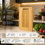 Bambu Kesme Tahtası Su Yollu Doğal Ahşap | 30x20 - 32x22 - 34x24 cm | 1.8 cm Kalın Dayanıklı Kesim Panosu