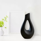 Dekorati̇f Vazo Tasarım – Salon Dekoru 20 Cm Siyah