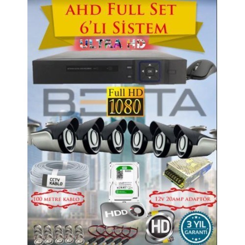 2Mp Ahd 1080P 6 Kameralı Güvenlik Seti